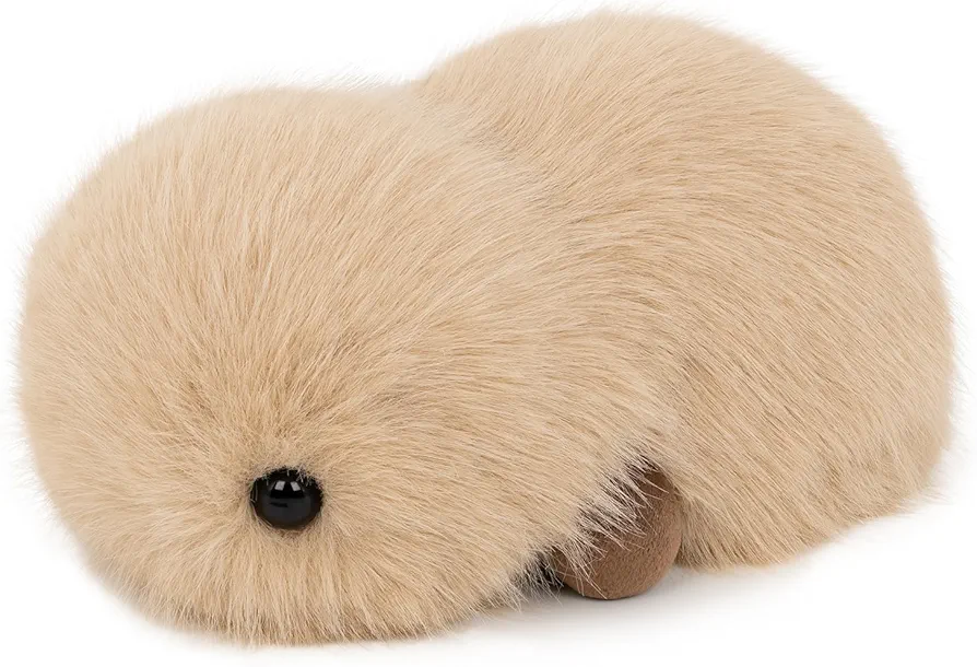 Cute AI Powered Emotional Support Pet: A soft, fluffy beige plush toy with a rounded body, black beaded eye, and gentle expression designed to provide comfort and companionship.